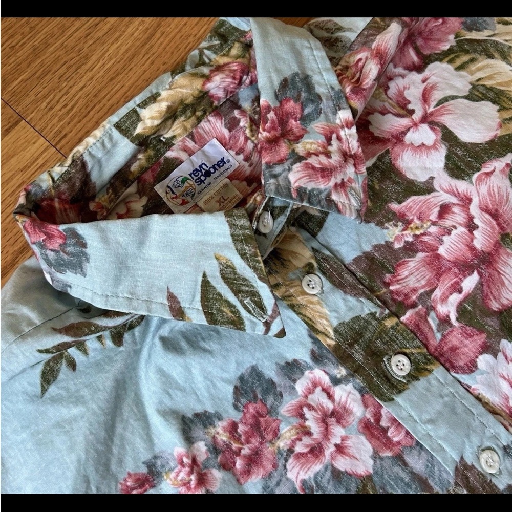Reyn Spooner Blue and Pink Casual Button Down Shirt Sz xl